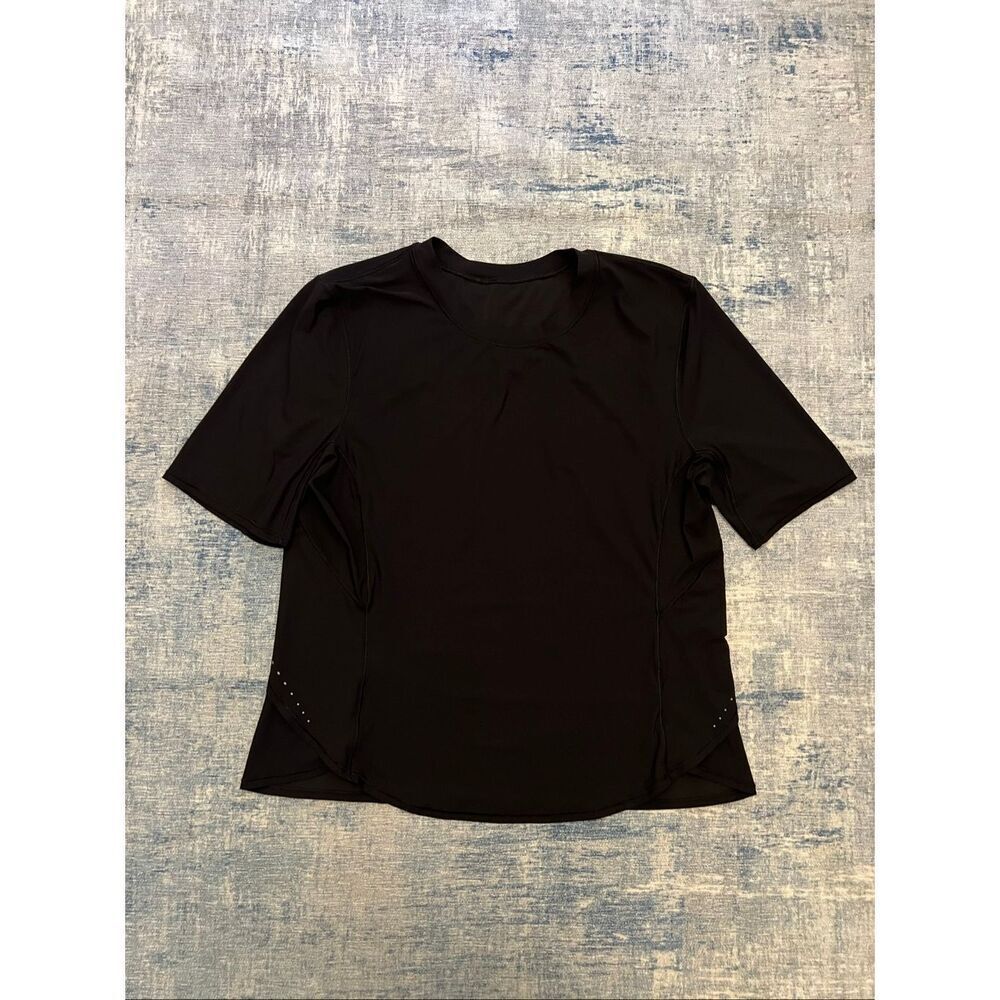 Lululemon Black UV Protection Fold Over Running Tee Approx Large / Size 12